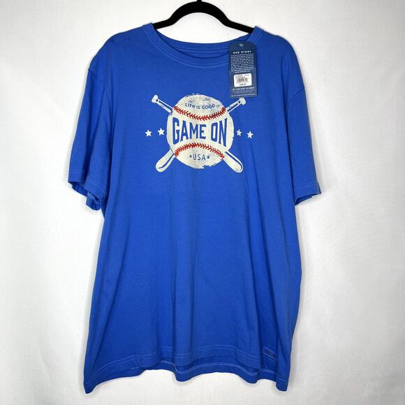 Life is Good Men's Blue Baseball Graphic Relaxed Short Sleeve Shirt Size XL - Picture 1 of 12